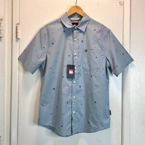 Quicksilver Mens Shirt size M Gray-Blue Short Sleeve Pocket Modern Fit